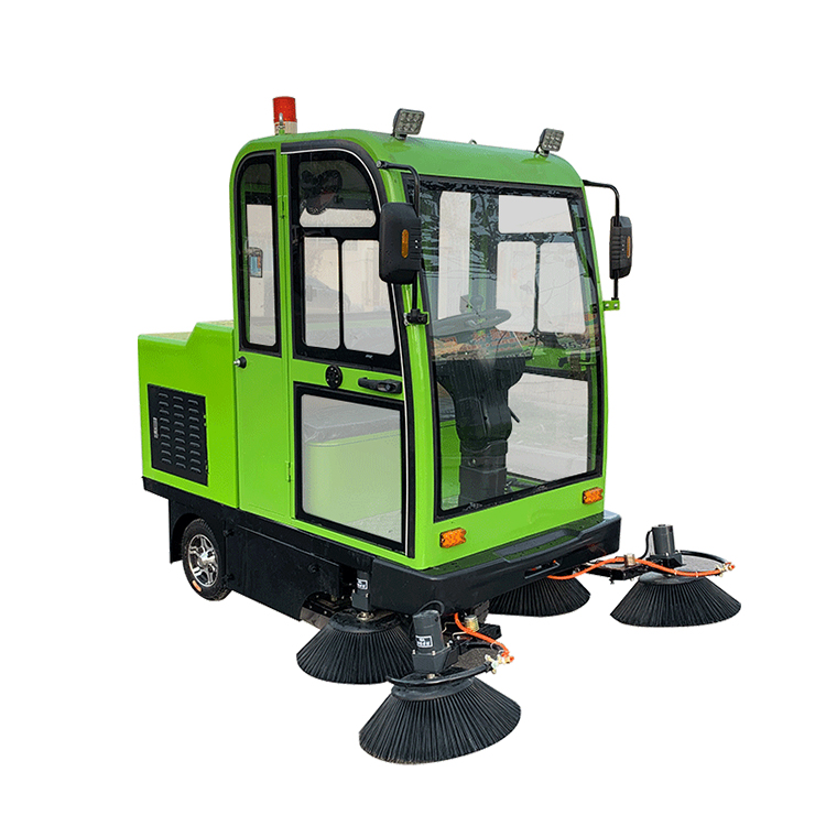 YIXUN Electric floor sweeper FIVE Brushes All Closed Cab Vacuum road Sweeper Street Cleaning Machine