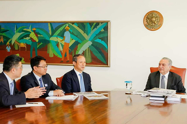 Brazilian President Michel Temer Met with XCMG’s Chairman Wang Min