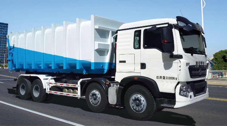UNLOADABLE GARBAGE TRUCK WITH GAS COMPARTMENT