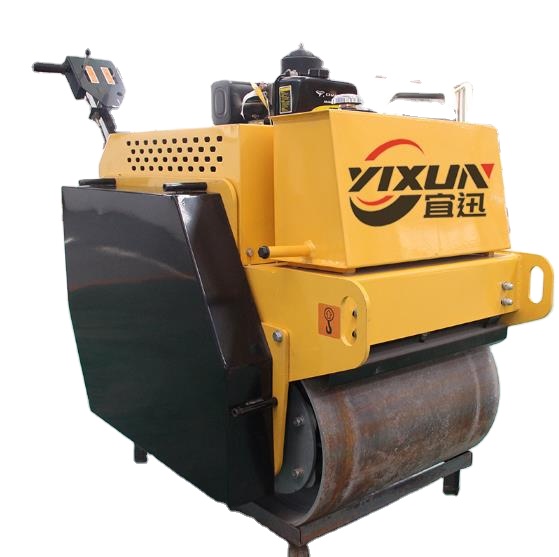 YIXUN High configuration double steel wheel vibratory roller small walk-behind diesel rammer roller compactor 0.6 tons