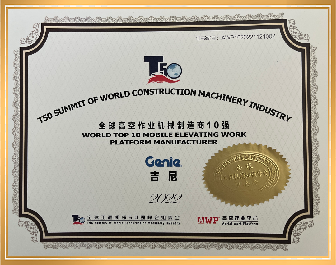 Carry the honor forward, the strength wins! Gini Wins Many Honors at 2022 Global Top 50 Construction Machinery Summit