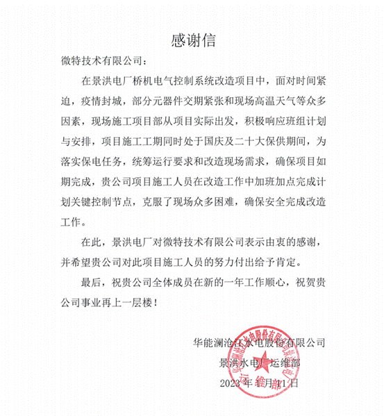 Huaneng Jinghong Hydropower Station Crane Localization Control System Transformation Project Successfully Accepted