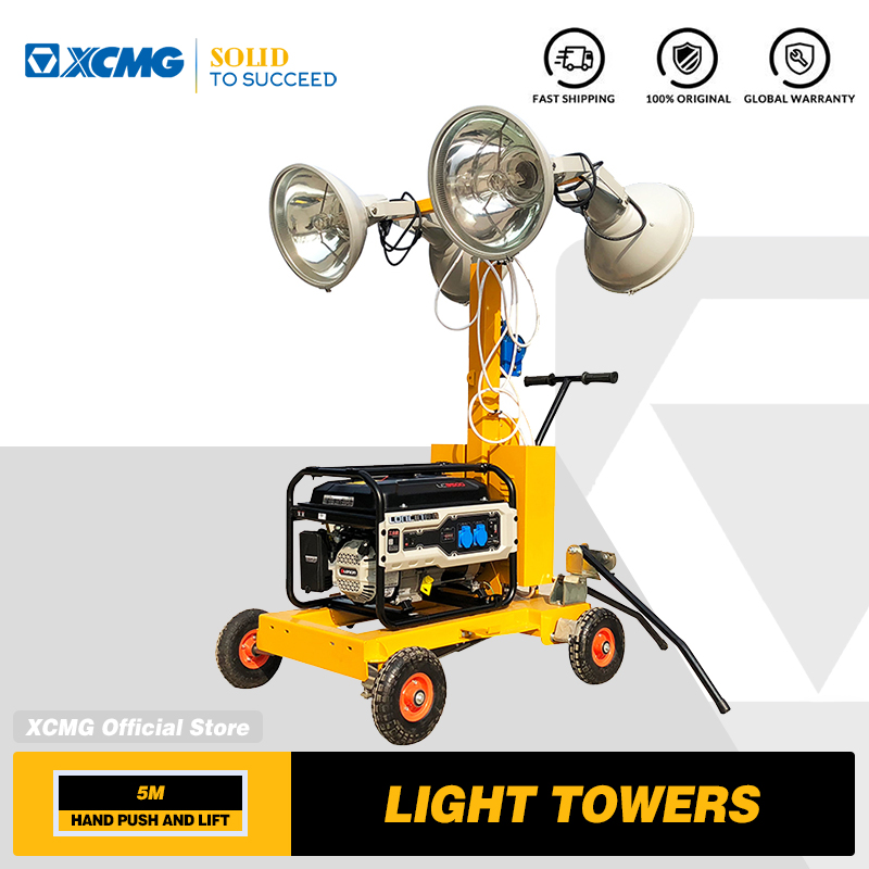 XCMG Official 5m Hand Push Lifting Telescopic Mobile Halogen Lamp Light Tower for Construction Site and Mining