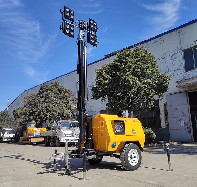 XCMG Factory 9m Hydraulic Mast Diesel Generator Trailer Mobile LED Stadium Light Tower