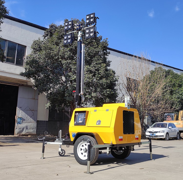XCMG Factory 9m Hydraulic Mast Diesel Generator Trailer Mobile LED Stadium Light Tower