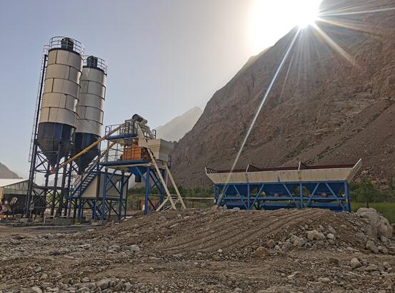 Application of Shantui Jianyou Concrete Mixing Plant in Tajikistan Central Asia Connection Line Project