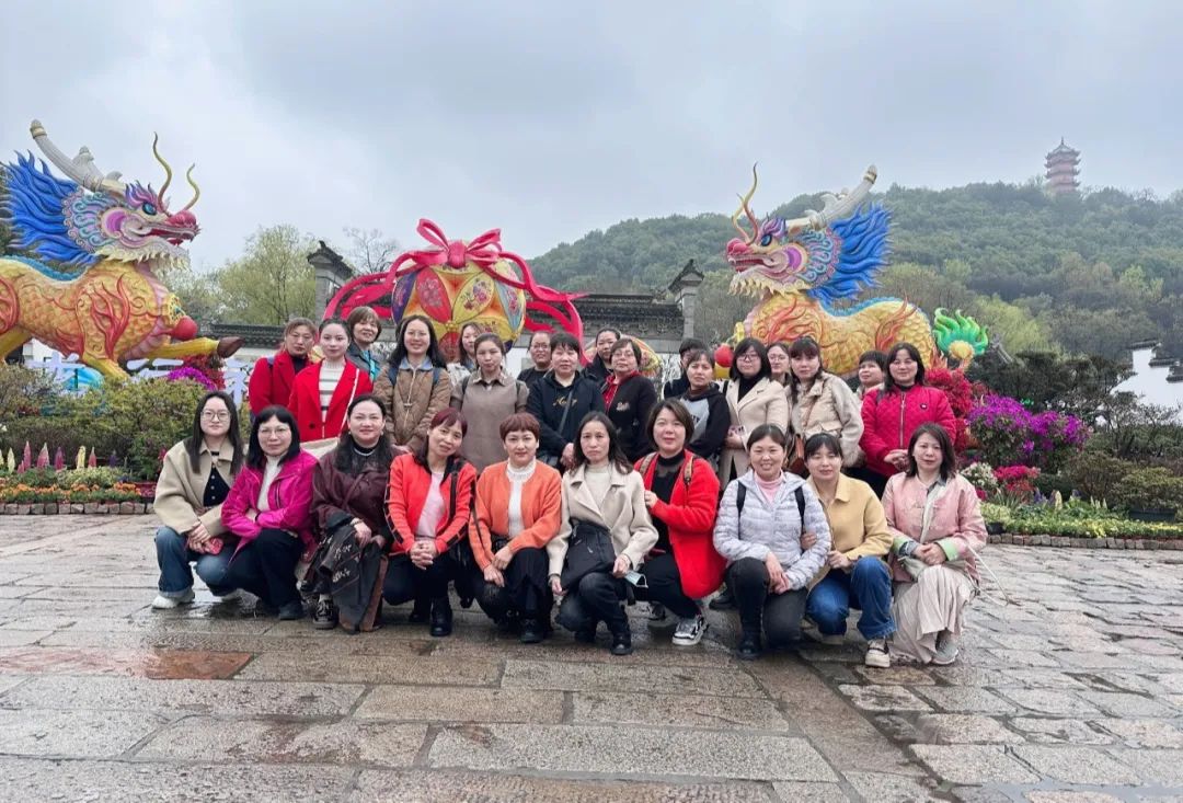 Women Walk Together and Share Spring Scenery