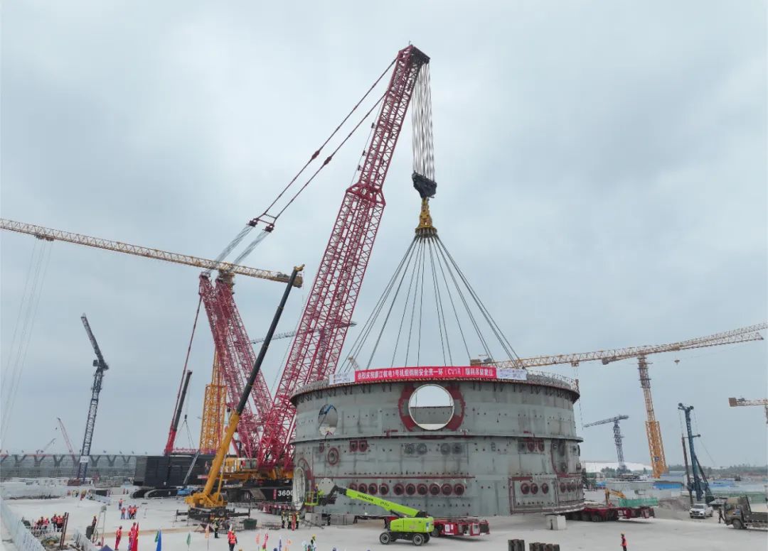 Sany has a lifting weight of 1010 tons! SCC36000A Helps the First Ring of CV Cylinder of Lianjiang Nuclear Power Unit 1 to Be in Place Successfully