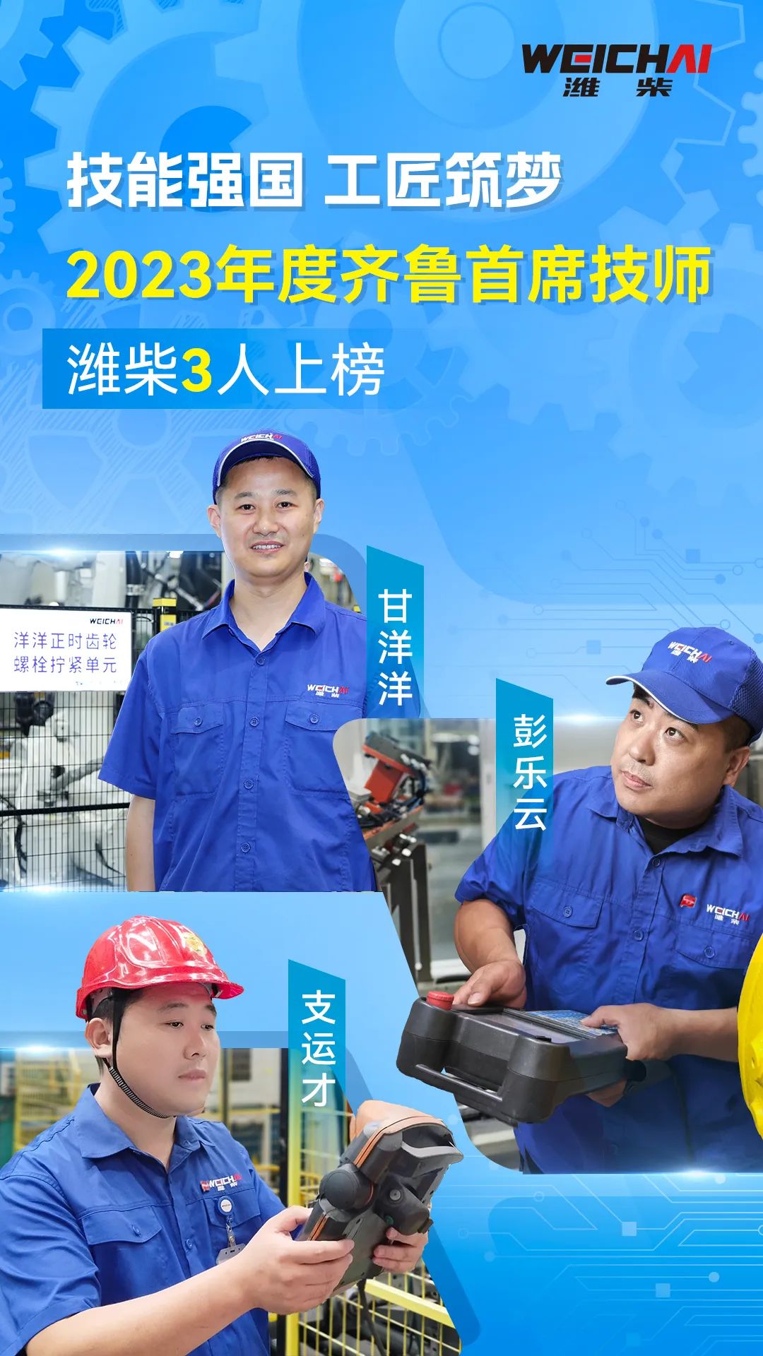 Weichai added 3 Qilu chief technicians!