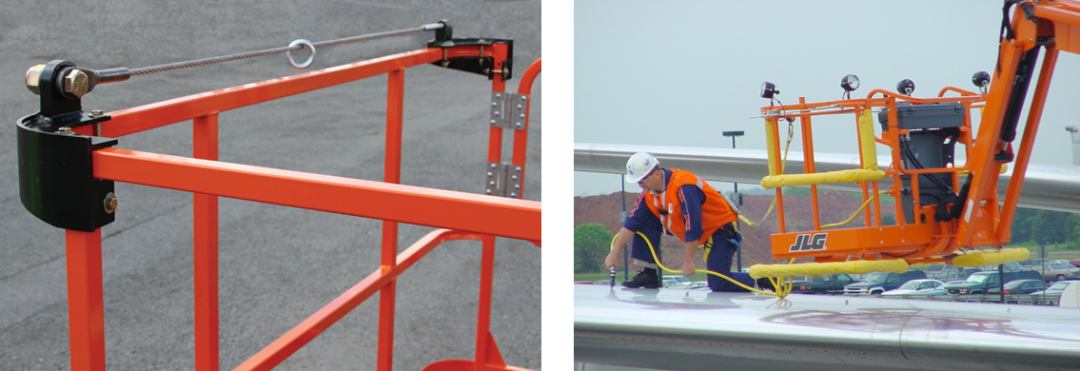 One of JLG's optional accessories, the external anti-falling device, escorts the operator to work outside the platform!