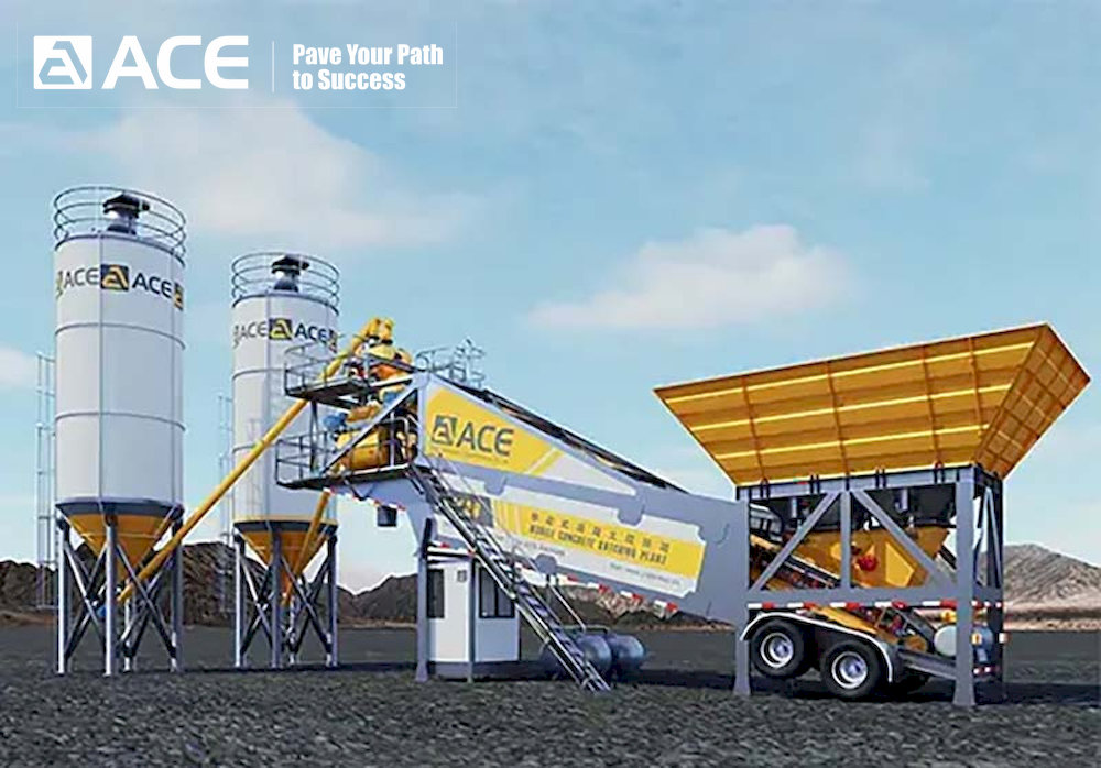 ACE Group YHZS25 Mobile Concrete Batching Plant – 25m³/h Small Portable Mixing Station, Cost-Effective, Hydraulic Folding, for Village Road & Rural Construction in Africa/SE Asia, CE/ISO Certified